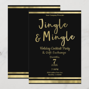 Invitation Jingle & Mingle Soirée de Noël d'entreprise Gold