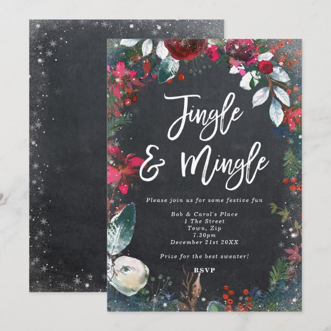 Invitation jingle & mingle sparkly fête de vacances (Devant / Derrière)