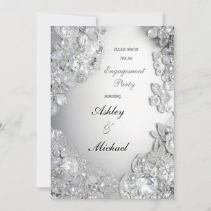 Invitation joaillerie en argent fiançailles parties scintilla