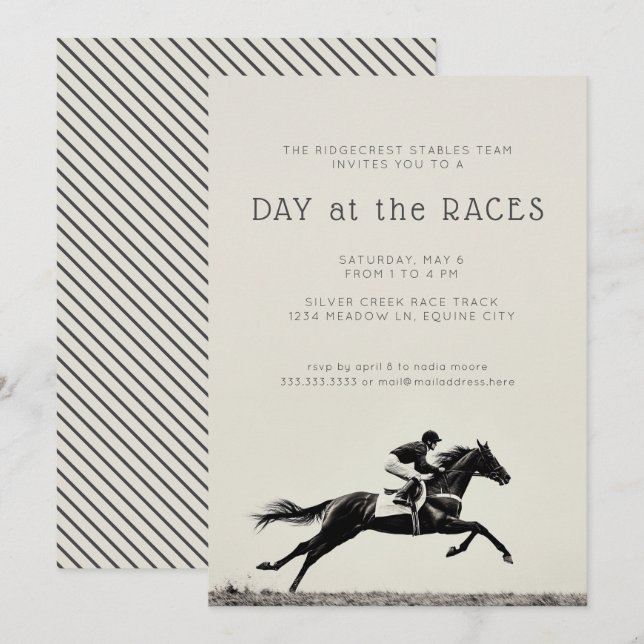 Invitation Jockey Cheval aux courses Equestre (Devant / Derrière)