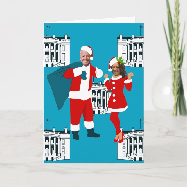 Invitation joe biden père Noël kamala harris bleu maison blan (Devant)
