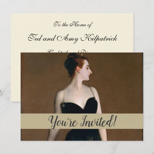 Invitation John Singer Sargent Madame X Classic Portrait (Devant / Derrière)