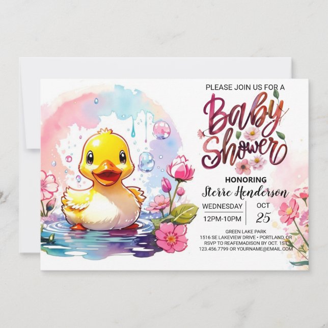 Invitation Joie Baby shower Quack-Tastic (Devant)