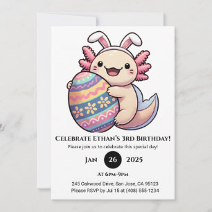 Invitation Joie d'anniversaire de Pâques Axolotl