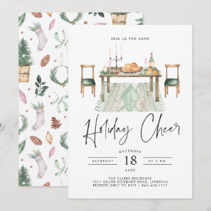 Invitation Joie des Fêtes Soirée de Noël pour le dîner