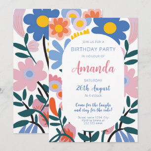 Invitation Joie florale radieuse Anniversaire