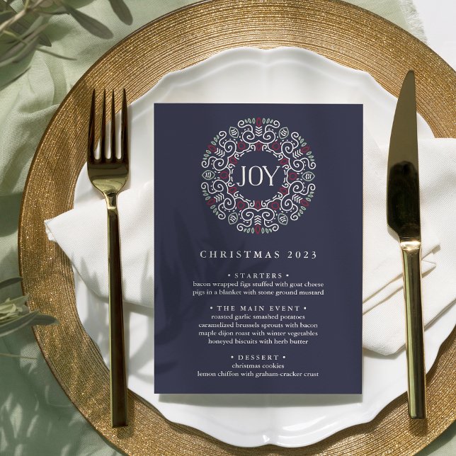 Invitation Joie | Menu du dîner de Noël personnalisé (Créateur téléchargé)