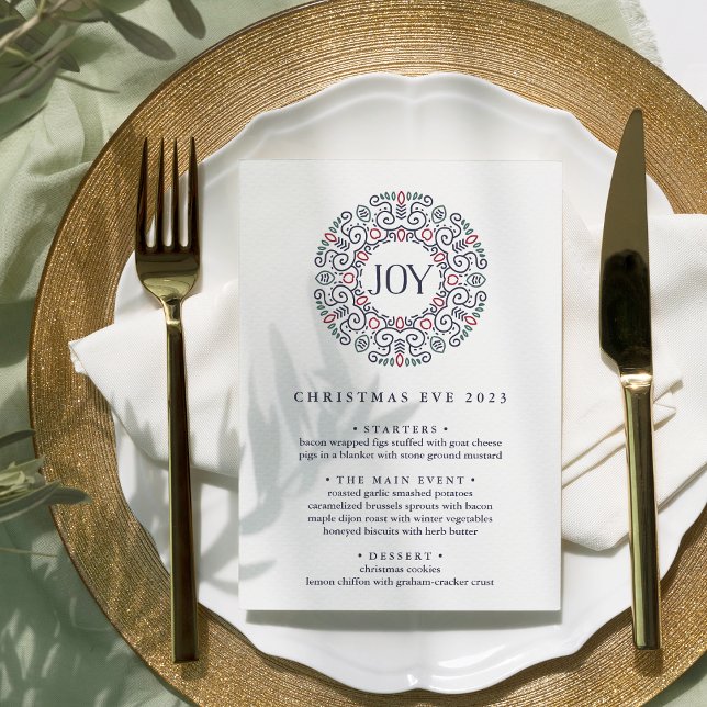 Invitation Joie | Menu du dîner de Noël personnalisé (Créateur téléchargé)