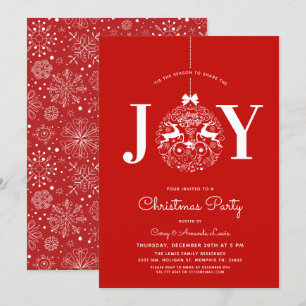 Invitation Joie ornementale  Noël Rouge
