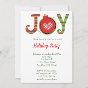 Invitation Joie Rouge Vert Fête de Noël