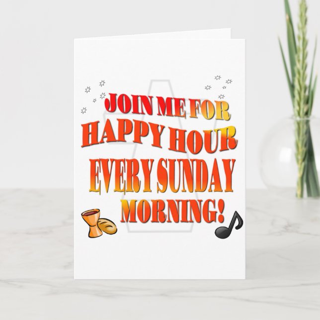 Invitation Joignez-nous pour l'heure heureuse chaque dimanche (Devant)