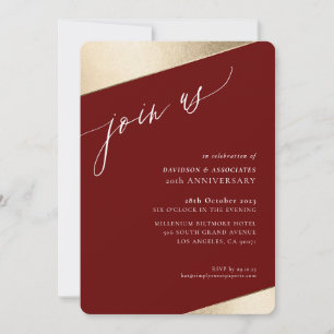 Invitation JOIN US calligraphie classe or classique marron