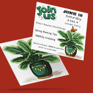 Invitation Join Us Plants and Butterflies Garden Party Invite