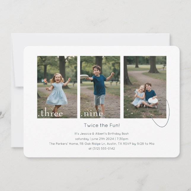 Invitation Joint Dual Sibling Any Age Double Birthday Party (Devant)