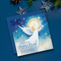 Joli ange bleu religieux nuit sainte aquarelle