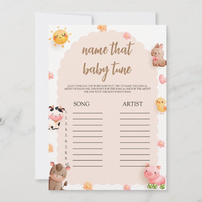 Invitation Joli animal de ferme Nom du Baby shower que bébé t (Devant)