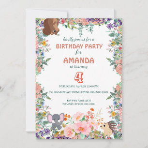 Invitation Joli animaux mignons Jungle Anniversaire