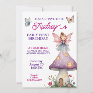 Invitation Joli anniversaire de fée pour son premier annivers