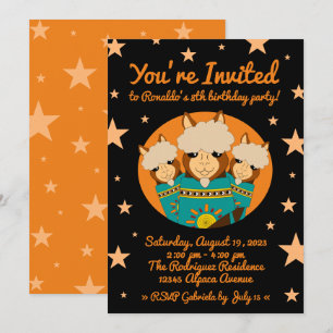 Invitation Joli Anniversaire des Alpacas Garçon en Serapes Tu