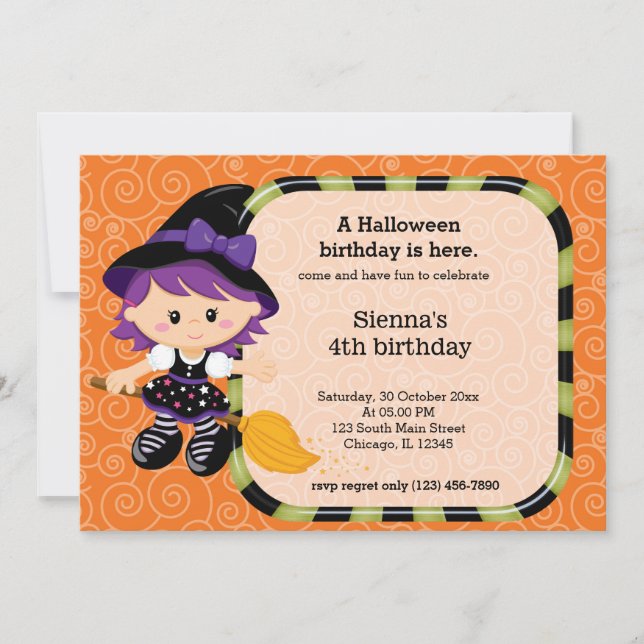Invitation Joli anniversaire d'halloween (Devant)