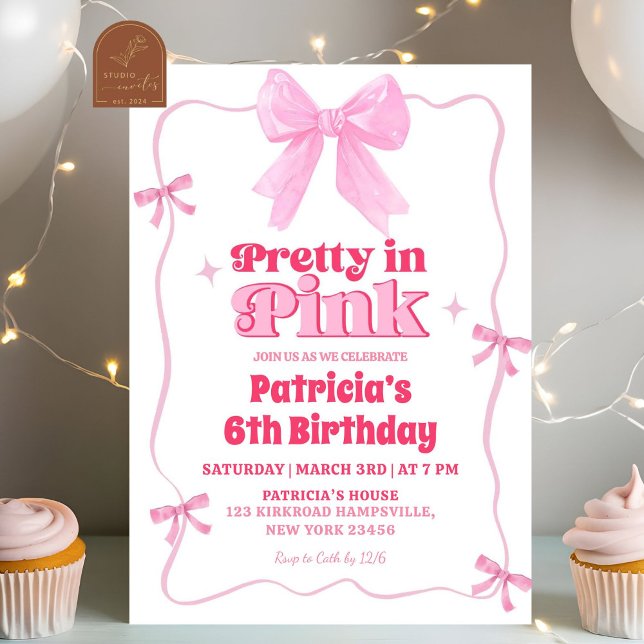 Invitation Joli anniversaire rose (Créateur téléchargé)