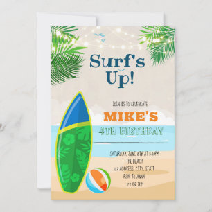 Invitation Joli anniversaire surf plage