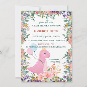 Invitation Joli Baby dinosaure couronne ballon de la couronne