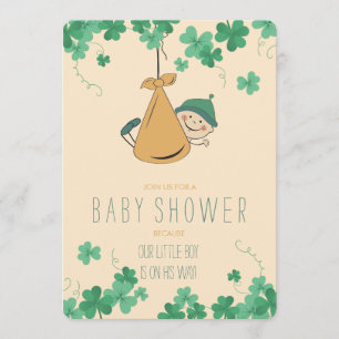 Invitation Joli Baby shower à thème irlandais Shamrock