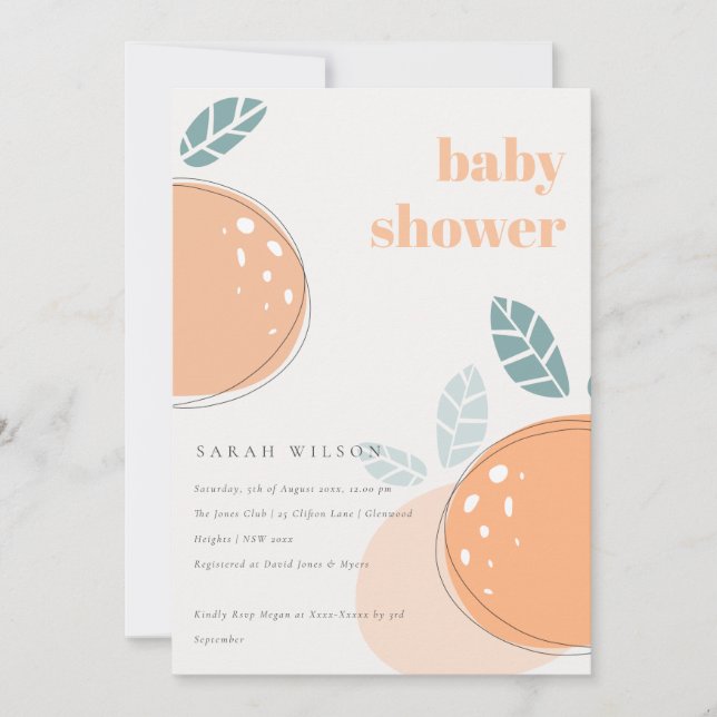 Invitation Joli Baby shower Abstrait orange Fruity Bold (Devant)