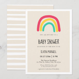 Invitation Joli Baby shower arc-en-ciel moderne