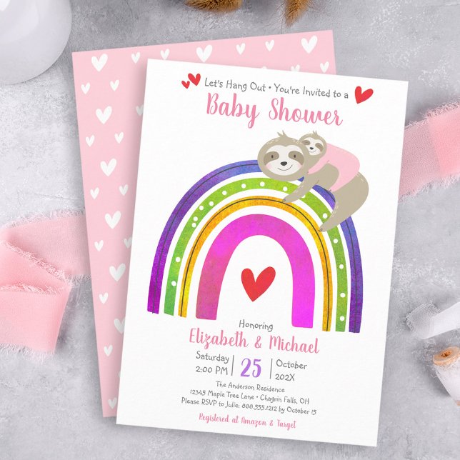 Invitation Joli Baby shower Boho Arc-en-ciel Fille (Créateur téléchargé)