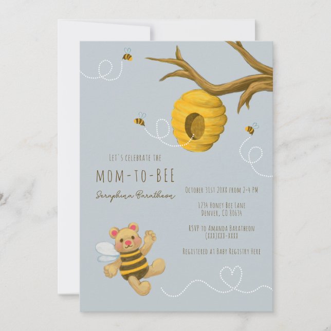 Invitation Joli Baby shower d'abeilles de l'ours de miel (Devant)