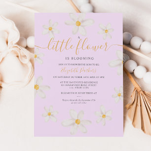 Invitation Joli baby shower d'aquarelle fleur or marguerite