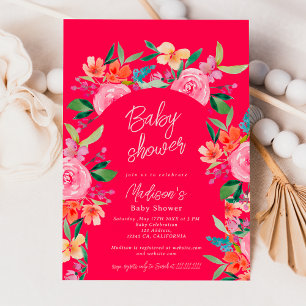 Invitation Joli baby shower d'arche fleurie de jardin