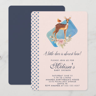 Invitation Joli Baby shower de cerfs à l'aquarelle Brown