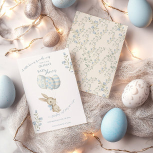 Invitation Joli Baby shower de lapin bleu clair