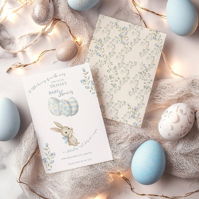 Invitation Joli Baby shower de lapin bleu clair (Créateur téléchargé)