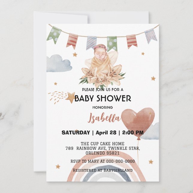 Invitation Joli baby shower des filles afro-américaines (Devant)