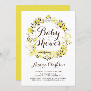 Invitation Joli Baby shower d'été de fleurs jaunes
