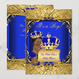 Invitation Joli Baby shower ethnique Garçon Regal Royal Blue