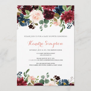Invitation Joli Baby shower fleuri de Wreath