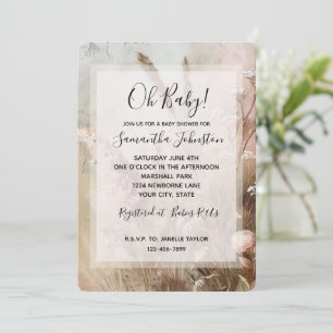 Invitation Joli Baby shower Floral Boho Beige Blush