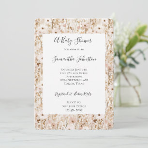 Invitation Joli Baby shower Floral Brown