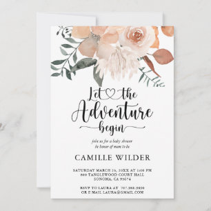 Invitation Joli Baby shower floral d'aquarelle