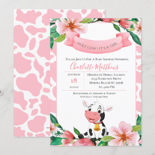 Invitation Joli Baby shower Floral Rose Vache