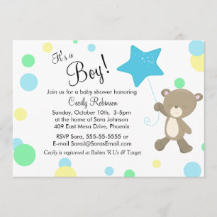 Invitation Joli Baby shower Garçon Teddy Bear