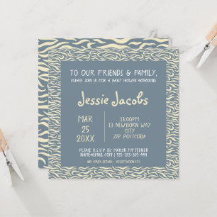 Invitation Joli baby shower motif bleu et jaune