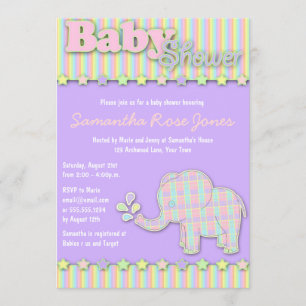Invitation Joli Baby shower Pastel Elephant