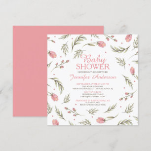Invitation Joli Baby shower rose