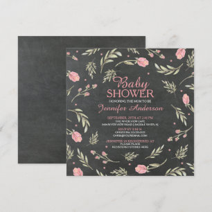 Invitation Joli Baby shower Rose Chalkboard filles